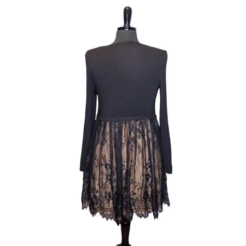 Bailey/44 Anthropologie Mini Dress Black Lace Witchy Whimsygoth Goth S